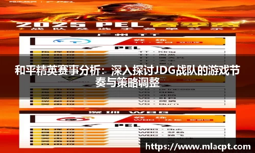 和平精英赛事分析：深入探讨JDG战队的游戏节奏与策略调整